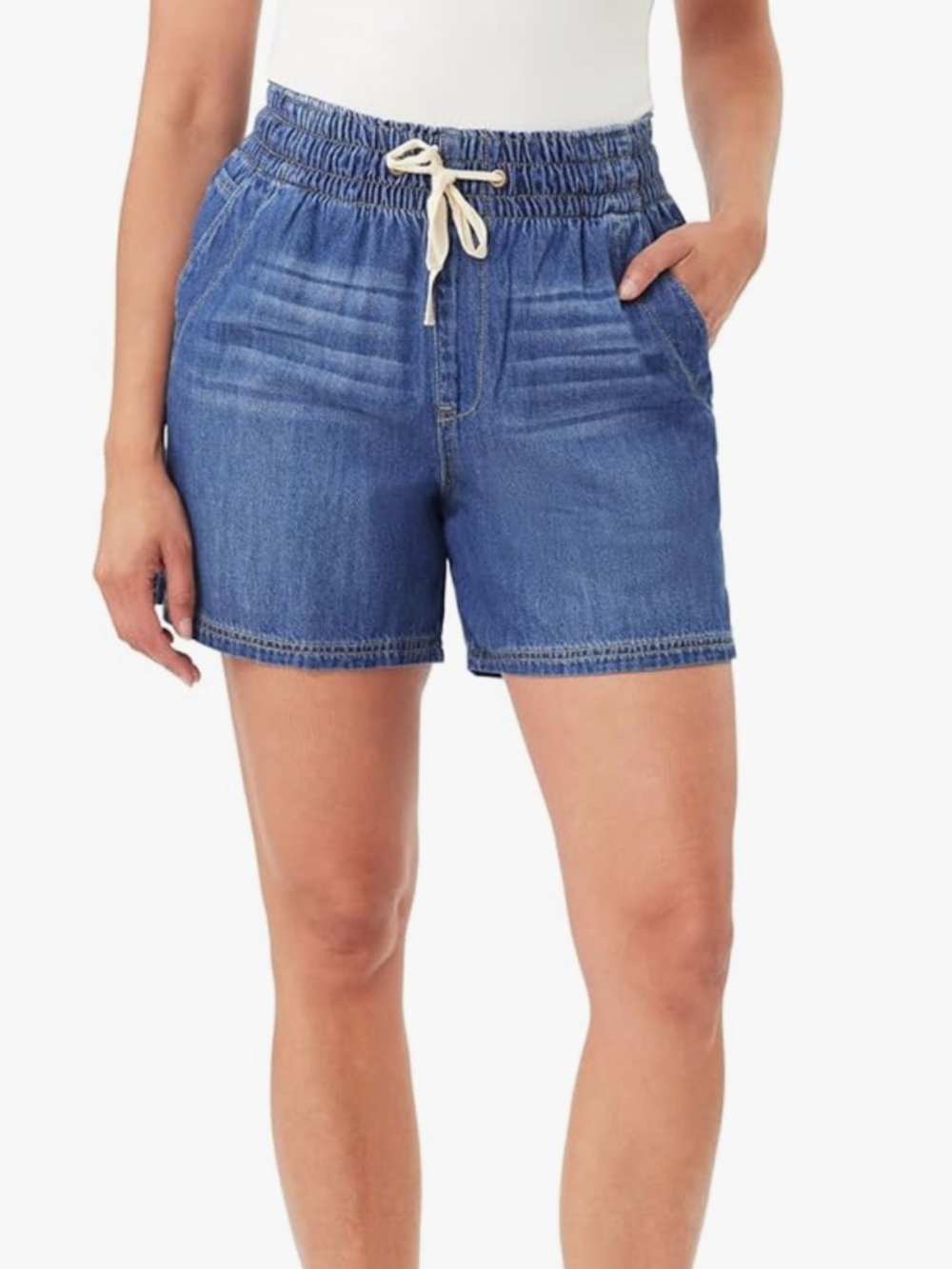 NWT Kensie Blue Drawstring High-Rise Denim Shorts
